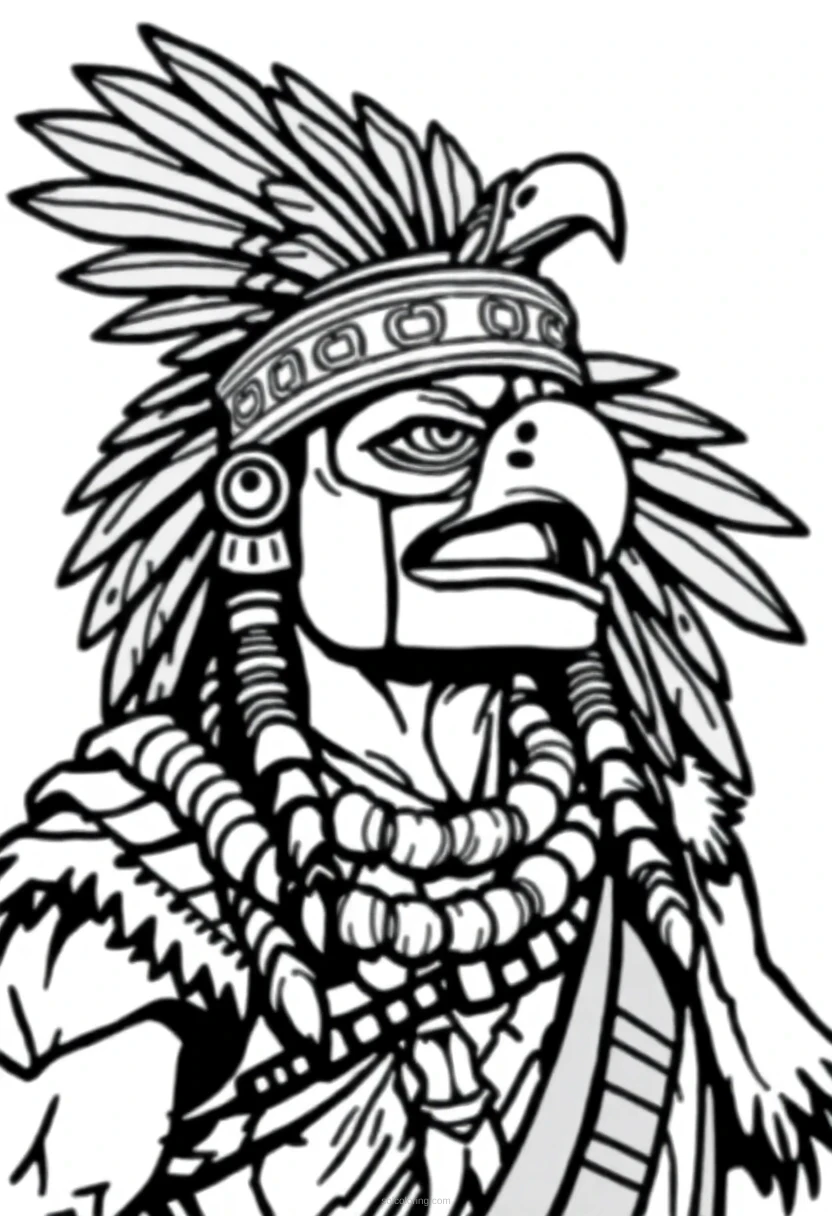 Aztec Eagle Warrior coloring page for kids
