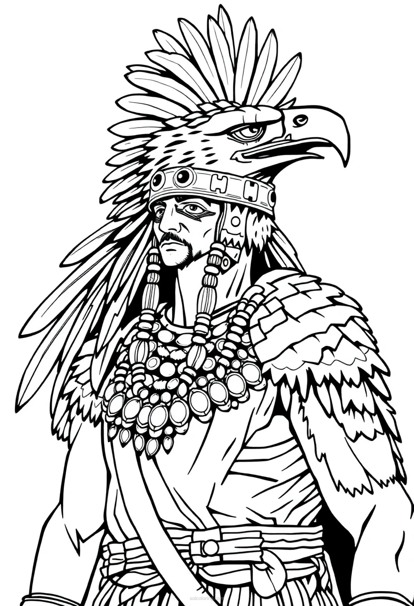 Aztec Eagle Warrior coloring page for kids