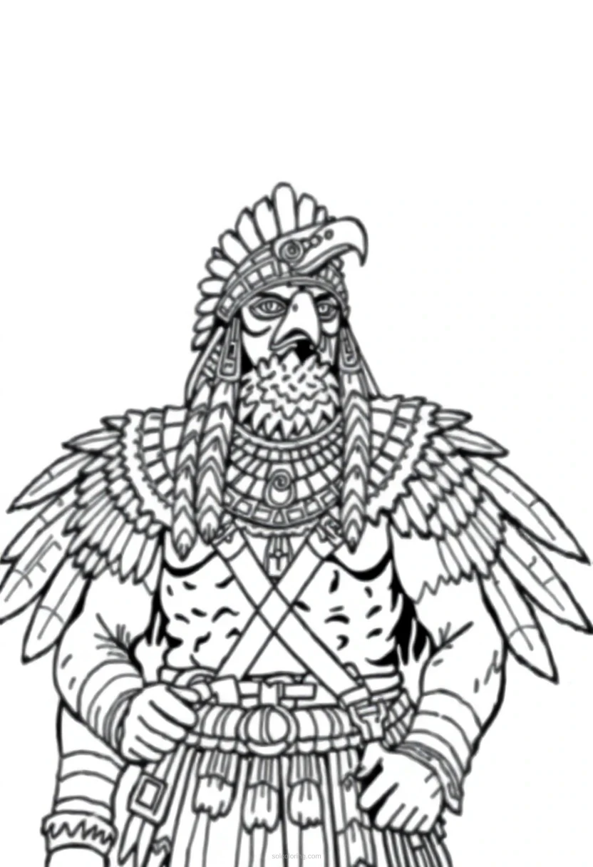 Aztec Eagle Warrior coloring pages