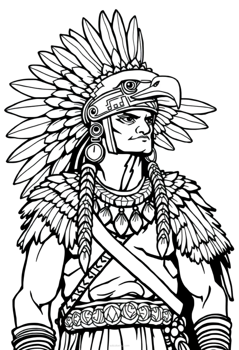 Aztec Eagle Warrior coloring page for kids