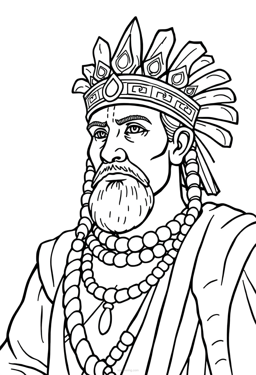 Aztec Emperor coloring page for kids