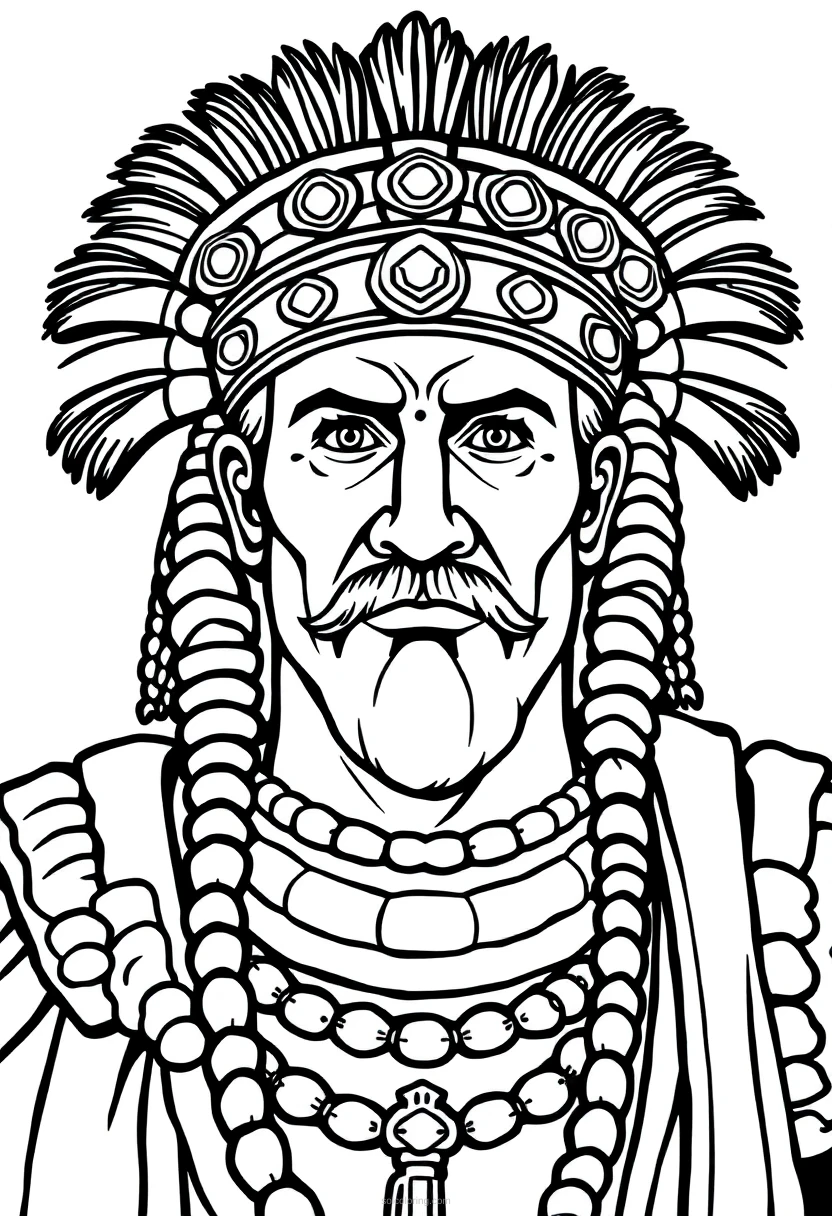 Aztec Emperor coloring page for kids