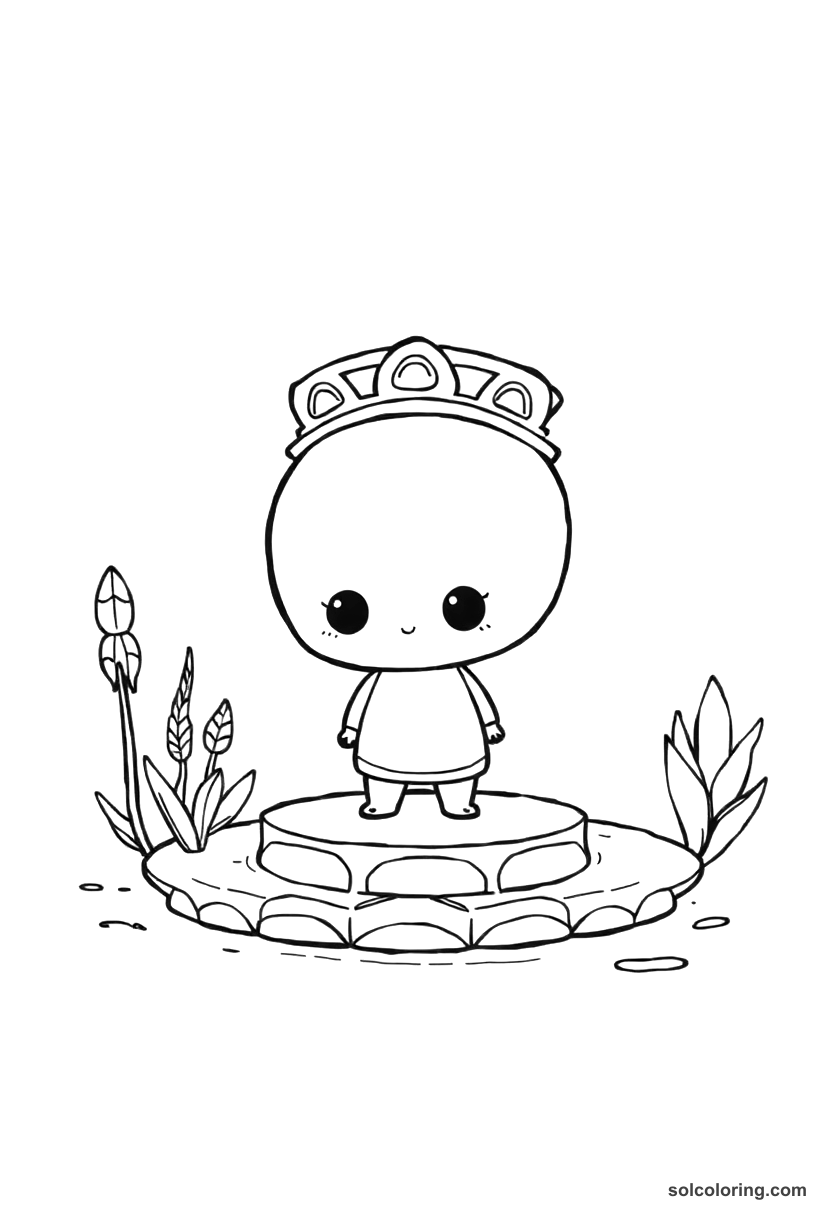 Chibi Aztec Floating Garden Chinampas coloring page, free printable chibi style