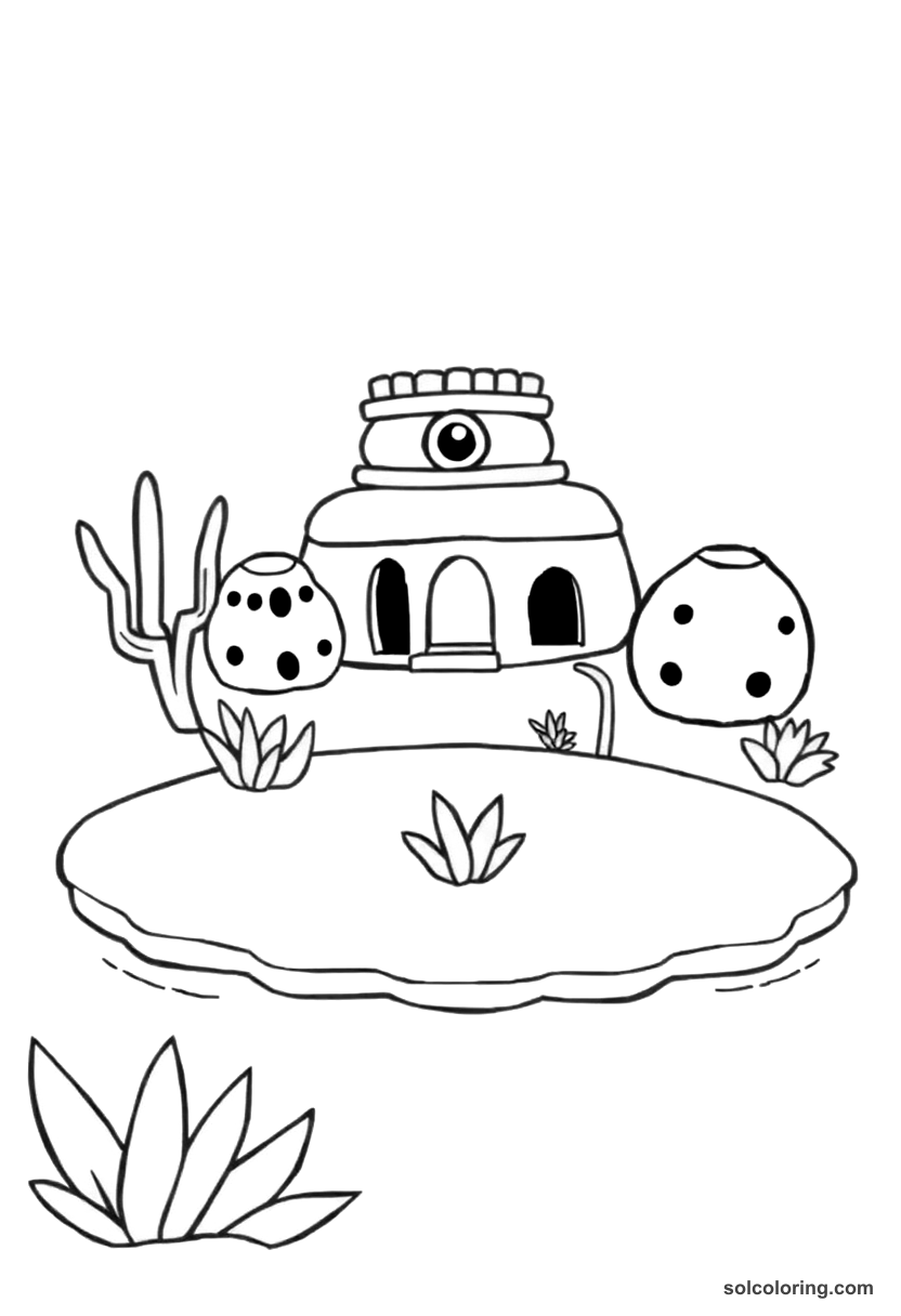 Cute Cartoon Aztec Floating Garden Chinampas coloring page, free printable cute cartoon style