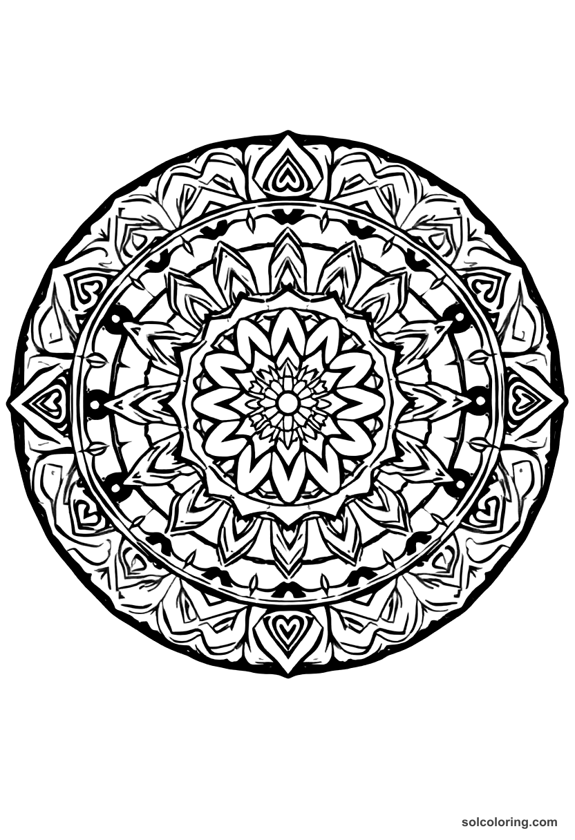 Mandala Aztec Floating Garden Chinampas coloring page, free printable mandala style