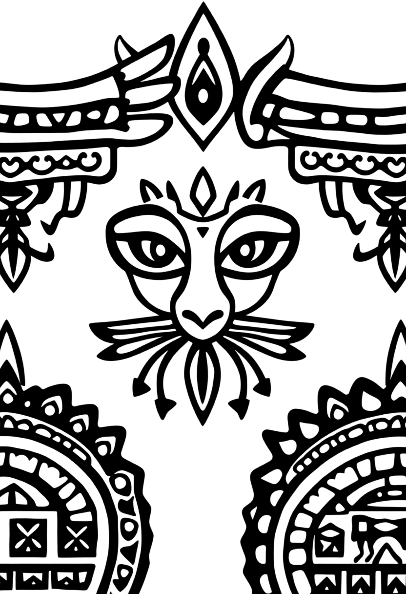Aztec Symbol Patterns coloring page, free printable