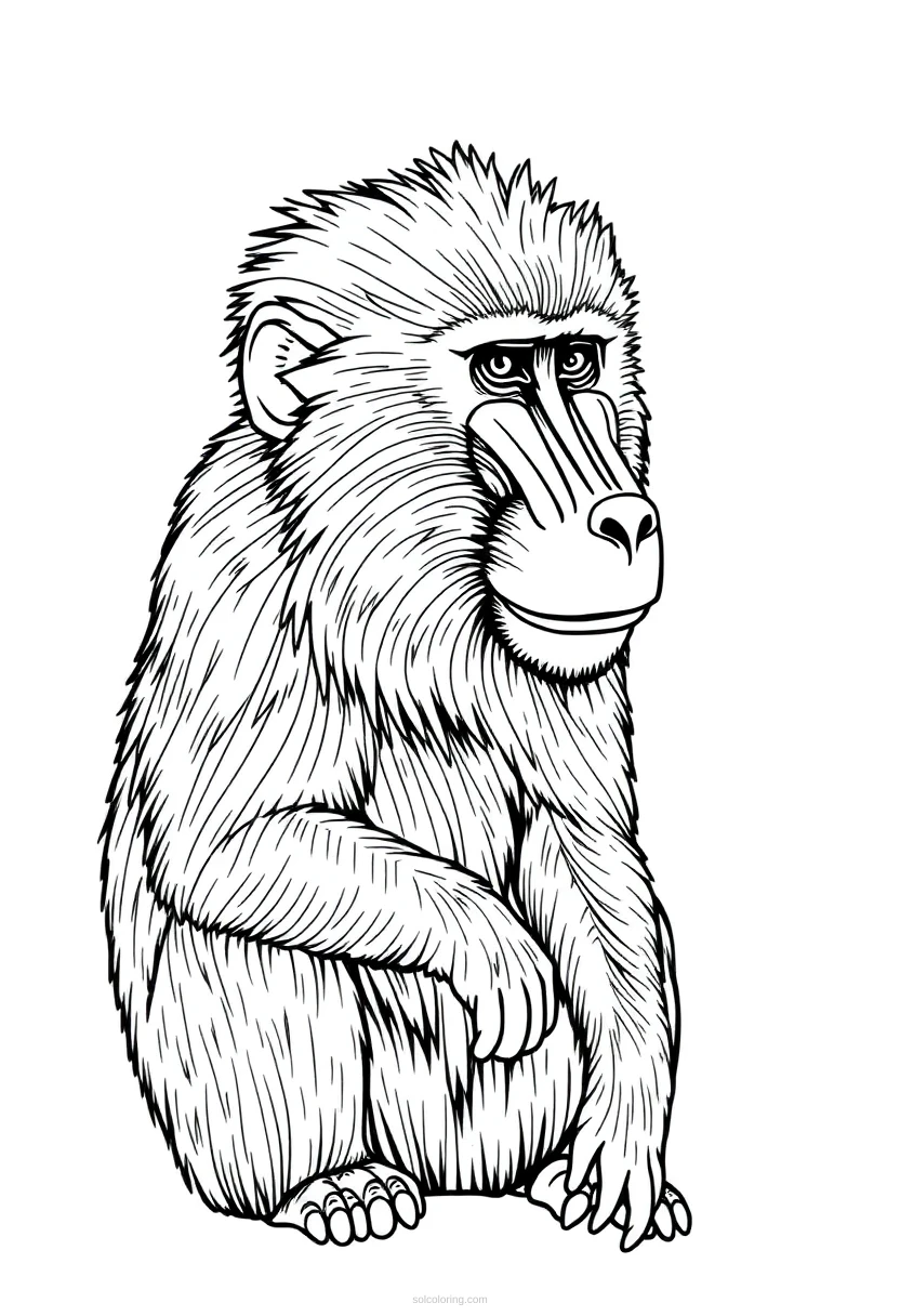 Baboon coloring page for kids