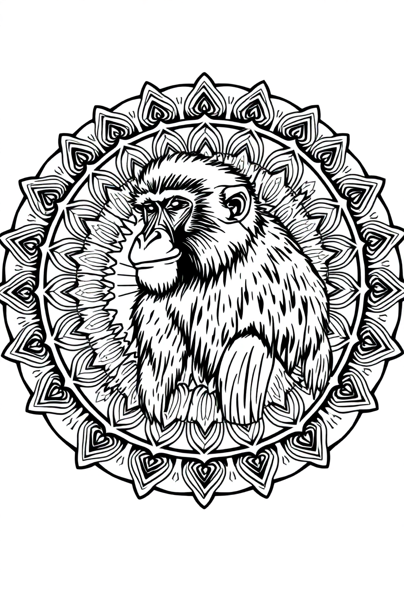 Baboon coloring page, free printable