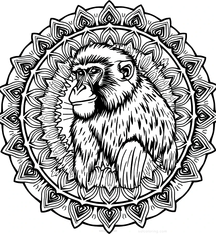 Baboon coloring page for kids
