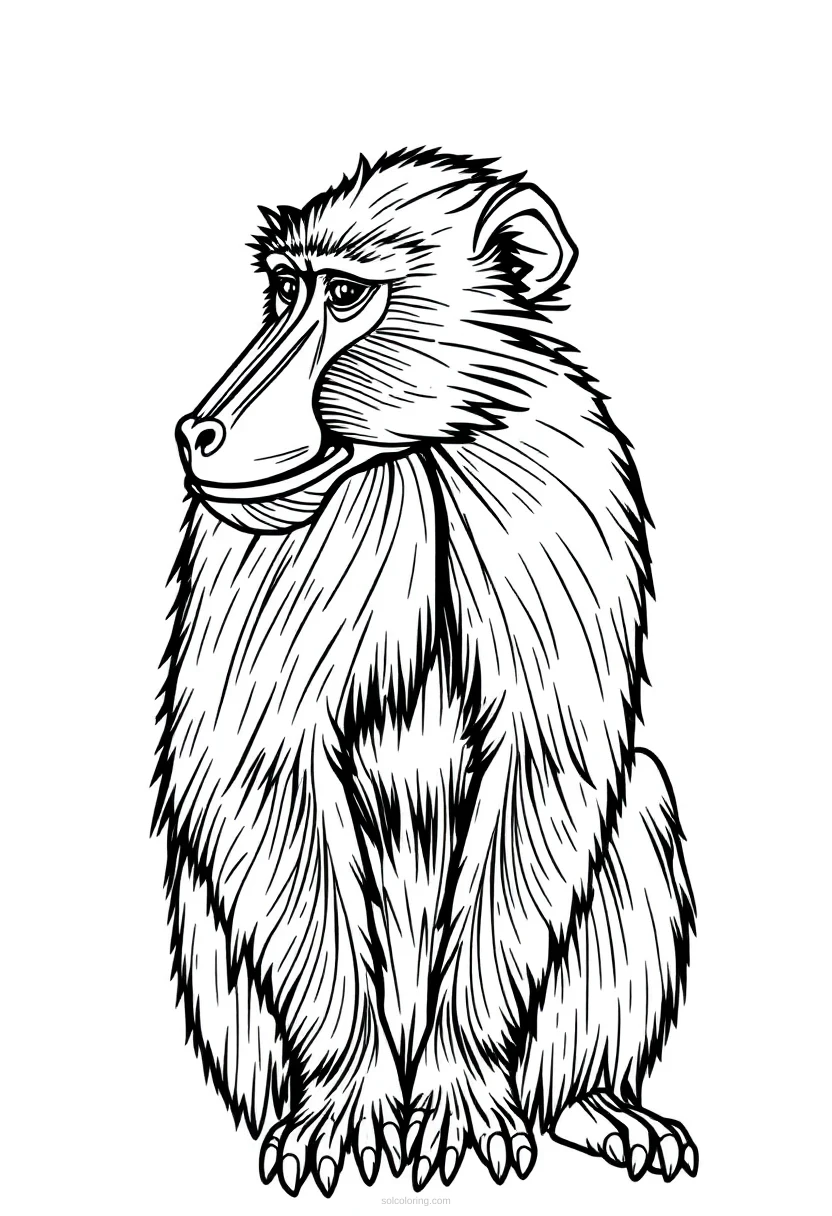Baboon coloring page for kids