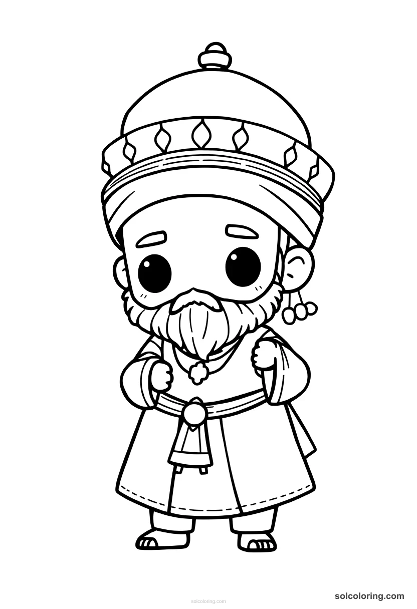 Chibi Babur Founding the Mughal Empire chibi coloring page for kids