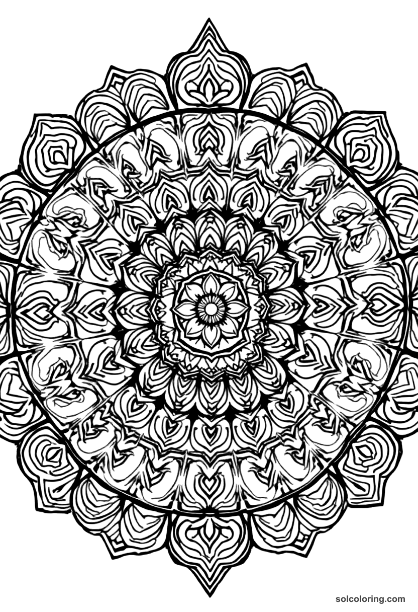Mandala Babur Founding the Mughal Empire coloring page, free printable mandala style