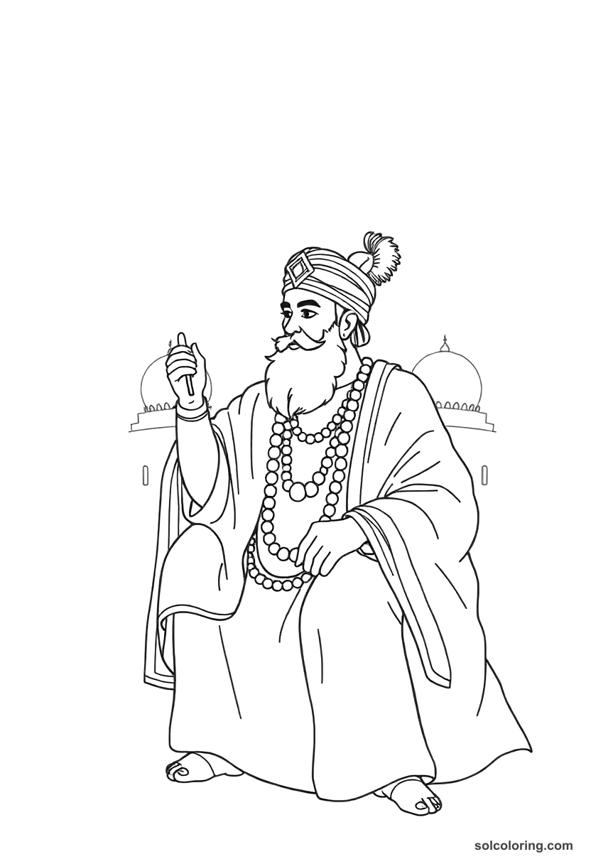 Simple Babur Founding the Mughal Empire coloring page, free printable simple style