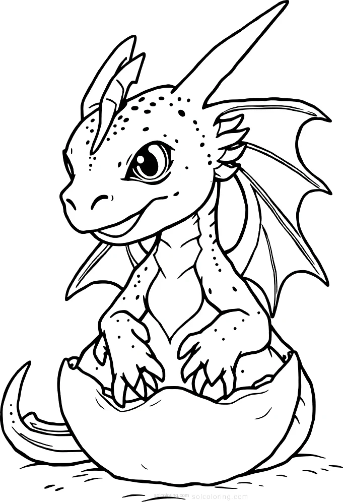 Baby Dragon Hatching coloring page for kids