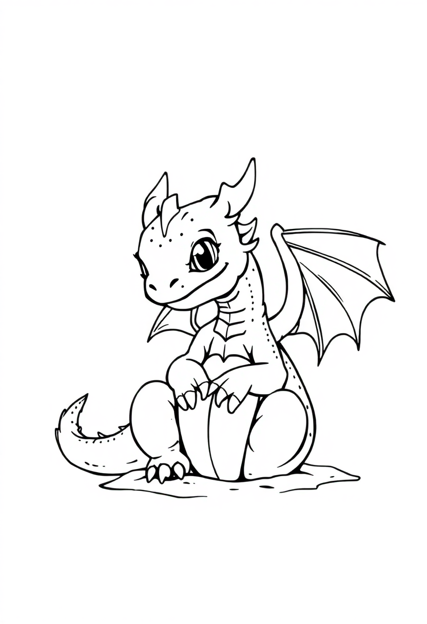 Baby Dragon Hatching coloring page, free printable