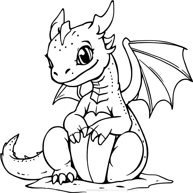 Baby Dragon Hatching coloring page for kids