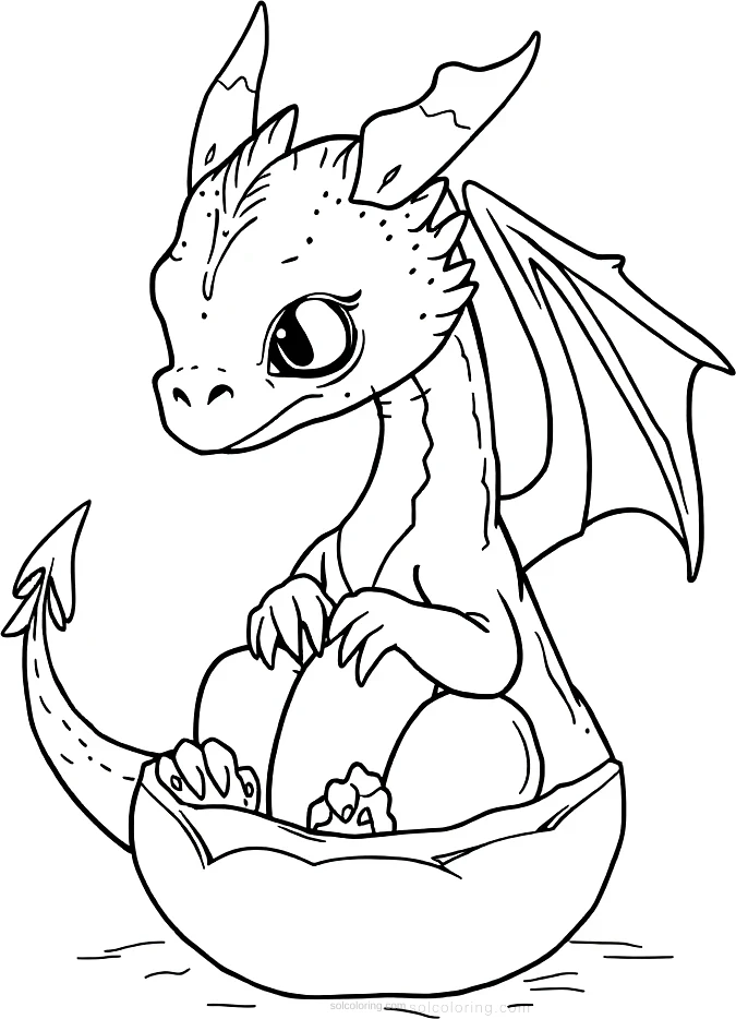 Baby Dragon Hatching coloring page for kids