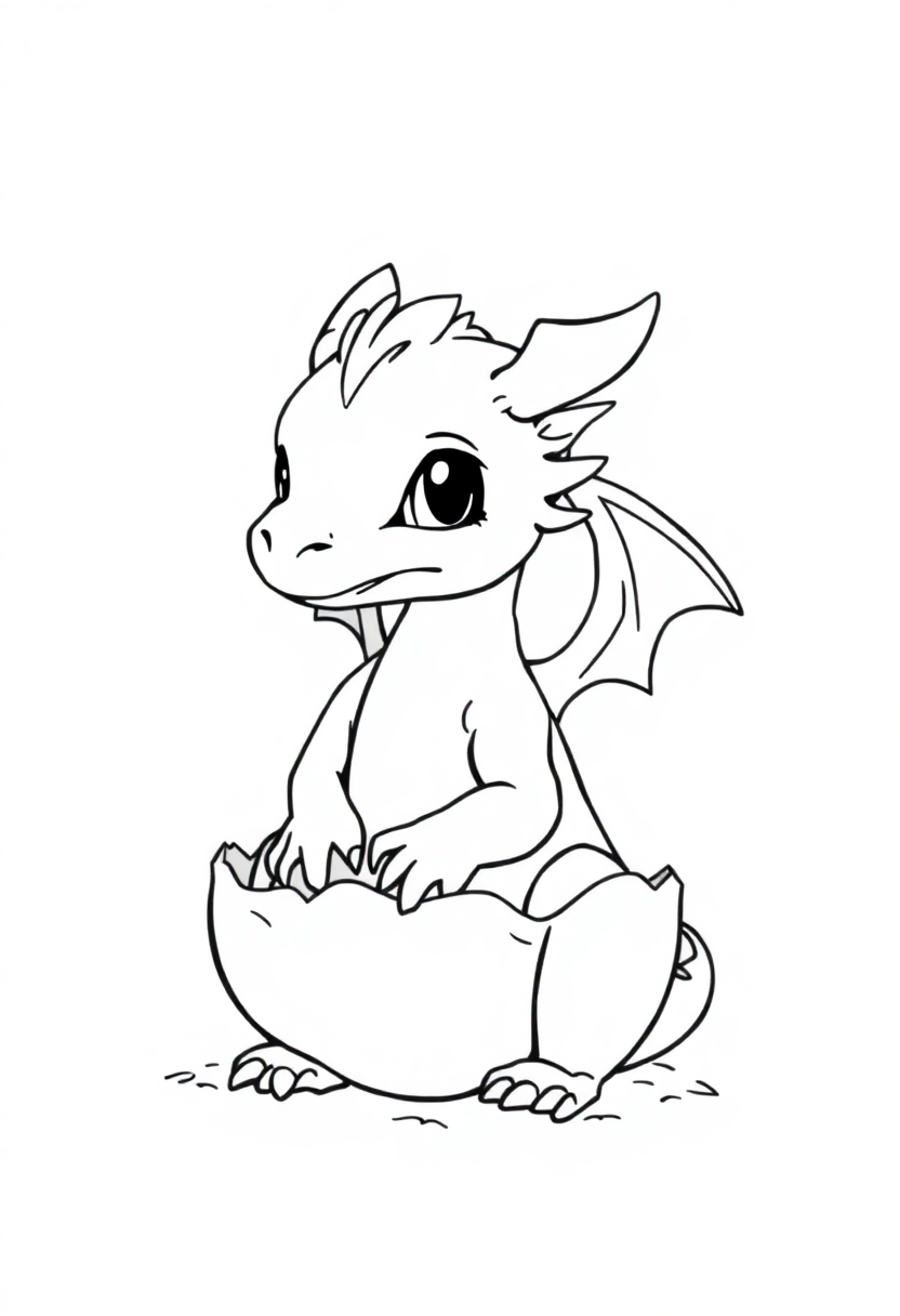 Baby Dragon Hatching coloring pages