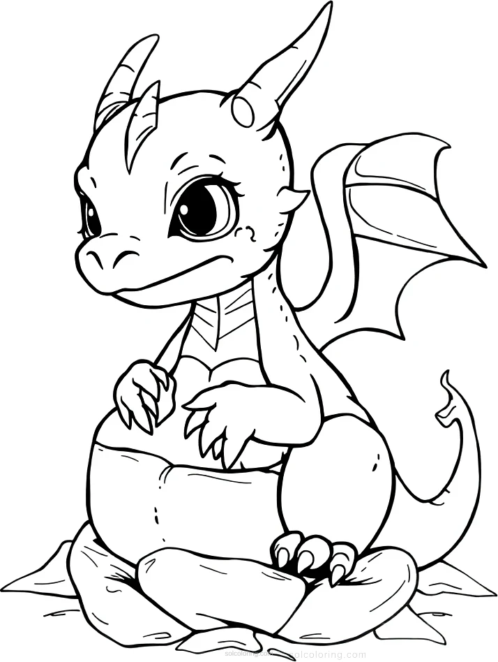 Baby Dragon Hatching coloring page for kids