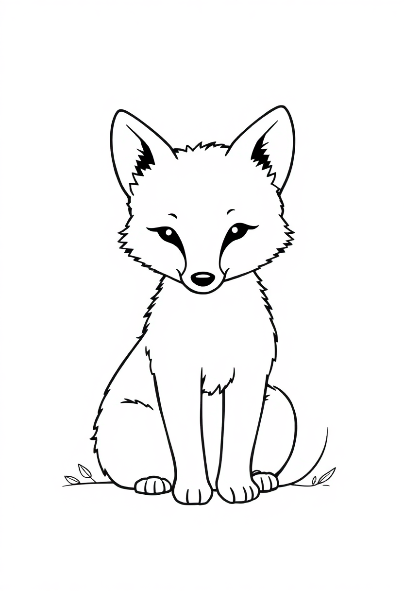 Baby Fox coloring page, free printable