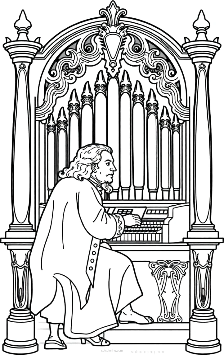 Bach At Organ coloring pages