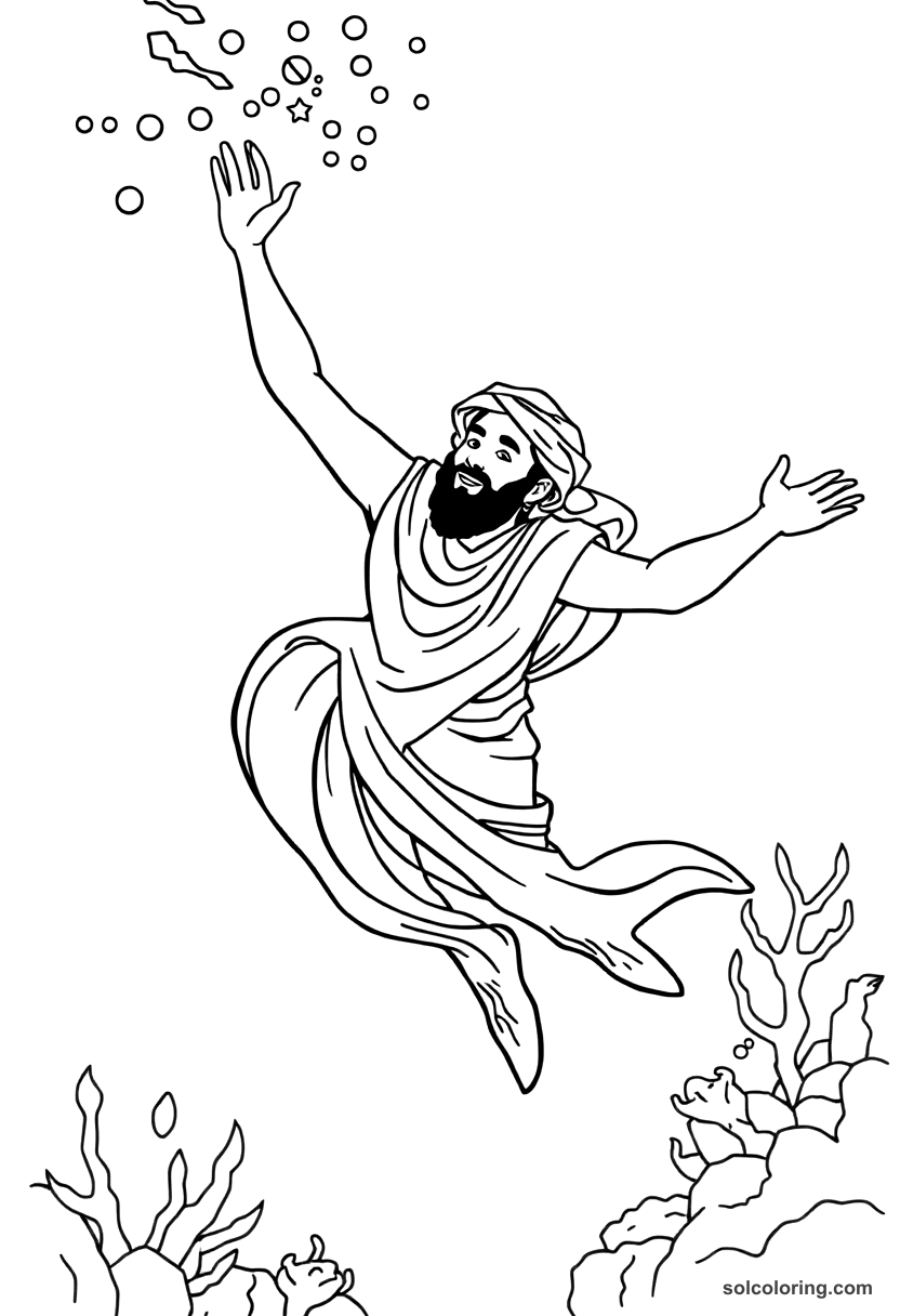 Badr Basim Swimming In The Magical Sea coloring pages