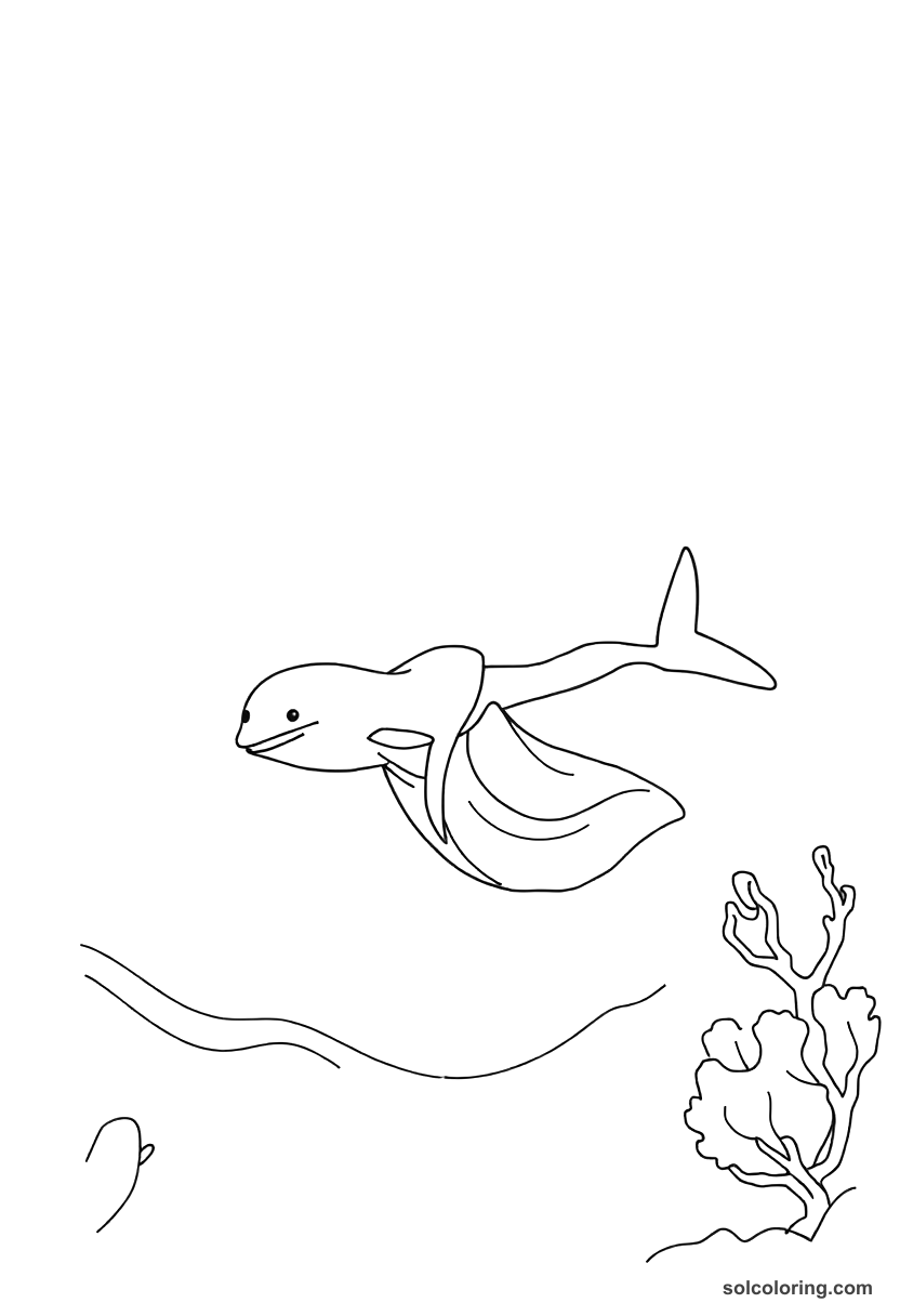 Simple Badr Basim swimming in the magical sea coloring page, free printable simple style