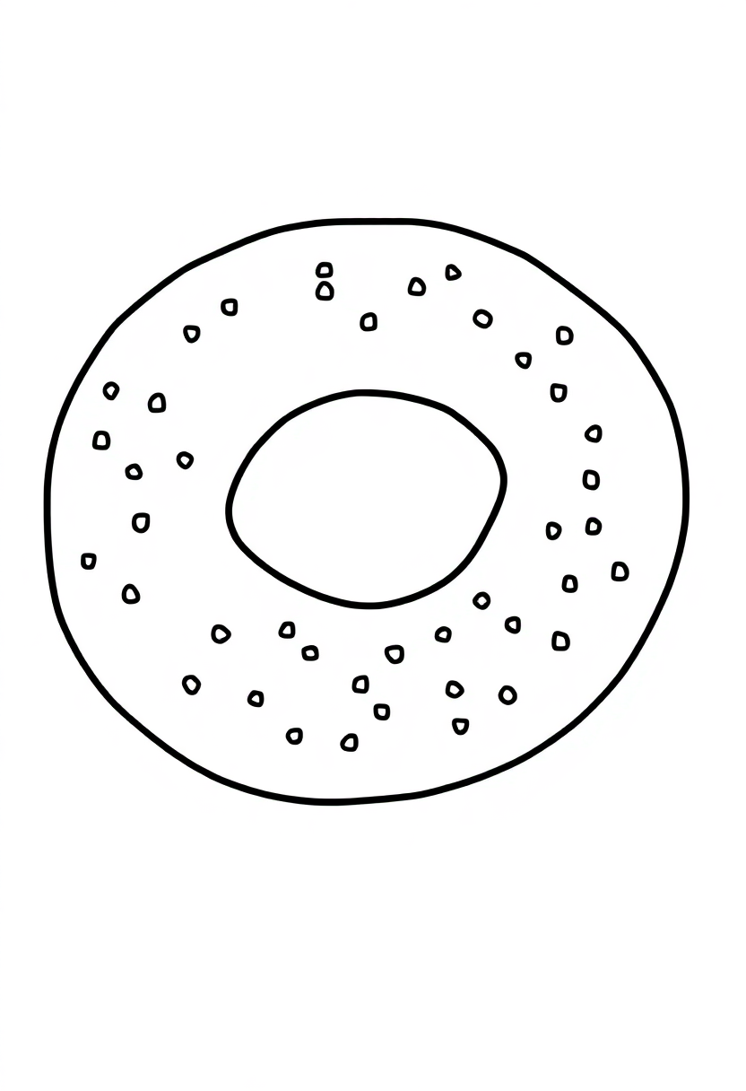 Bagel coloring page, free printable