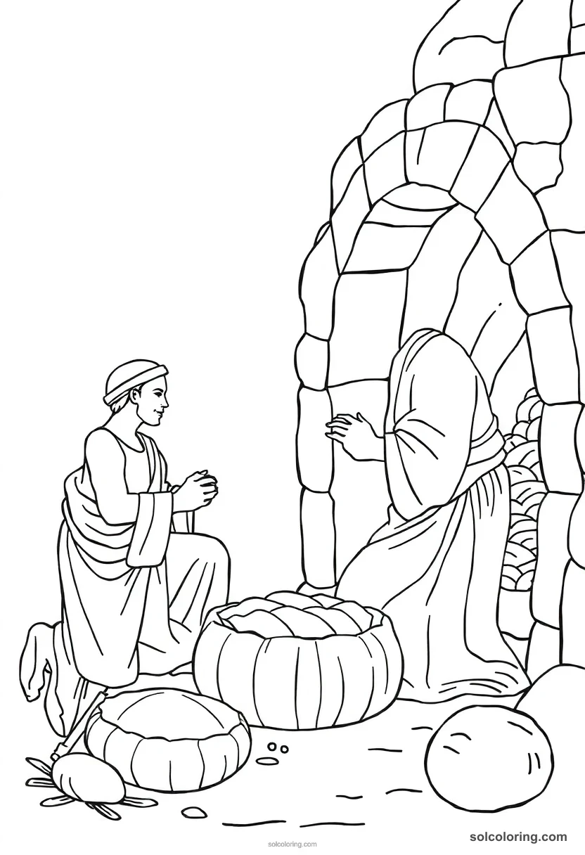 Bakers Kneading Bread By The Oven coloring pages