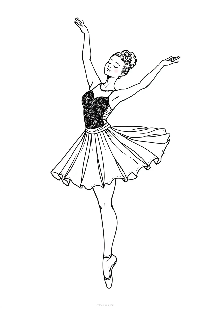 Ballerina coloring page for kids
