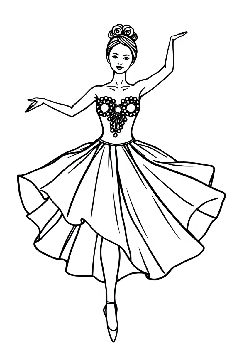 Ballerina coloring page, free printable