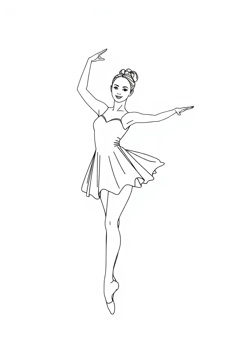 Ballerina coloring page, free printable