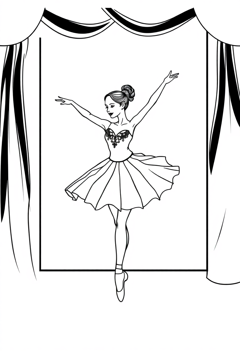 Ballerina coloring page, free printable