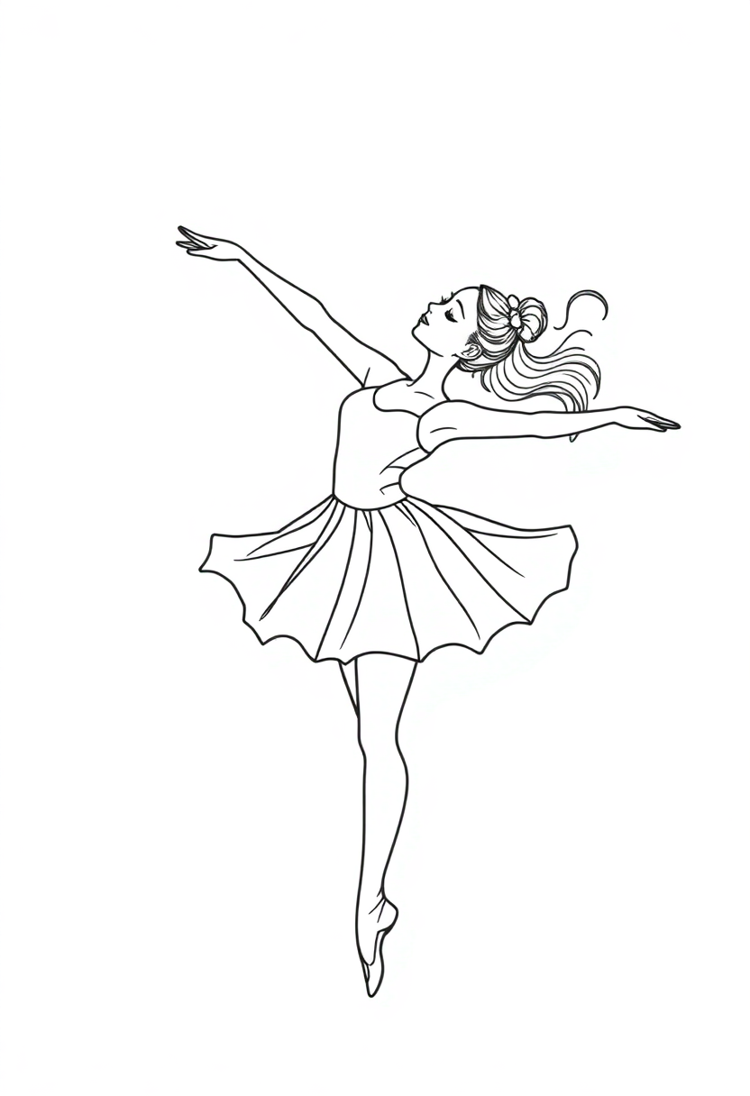 Ballerina coloring page, free printable