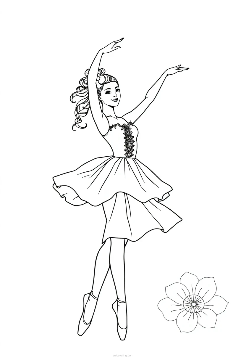 Ballerina Realistic coloring page for kids