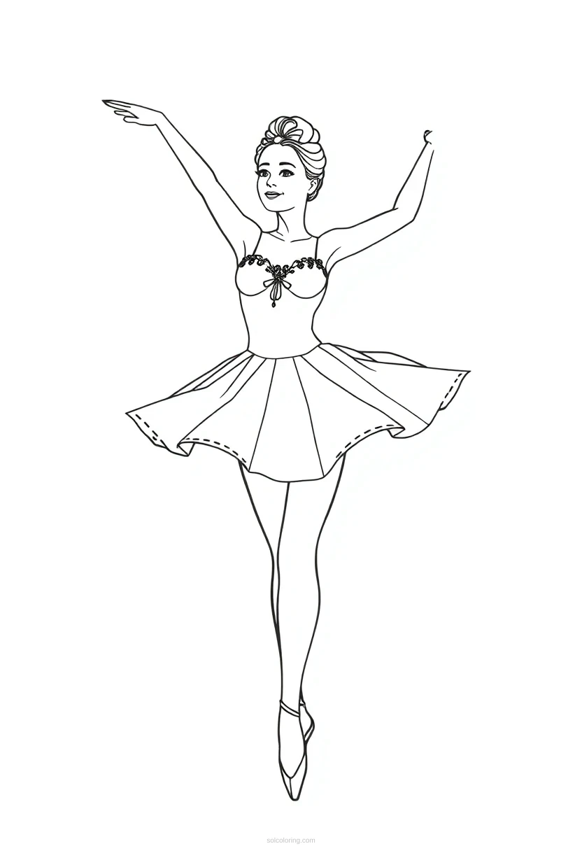 Ballerina Realistic coloring page for kids