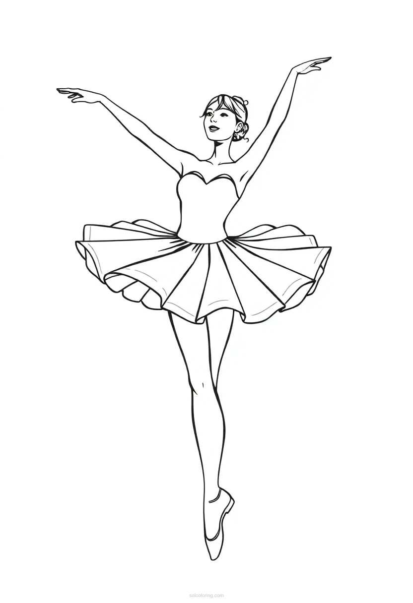 Ballerina Realistic coloring page for kids