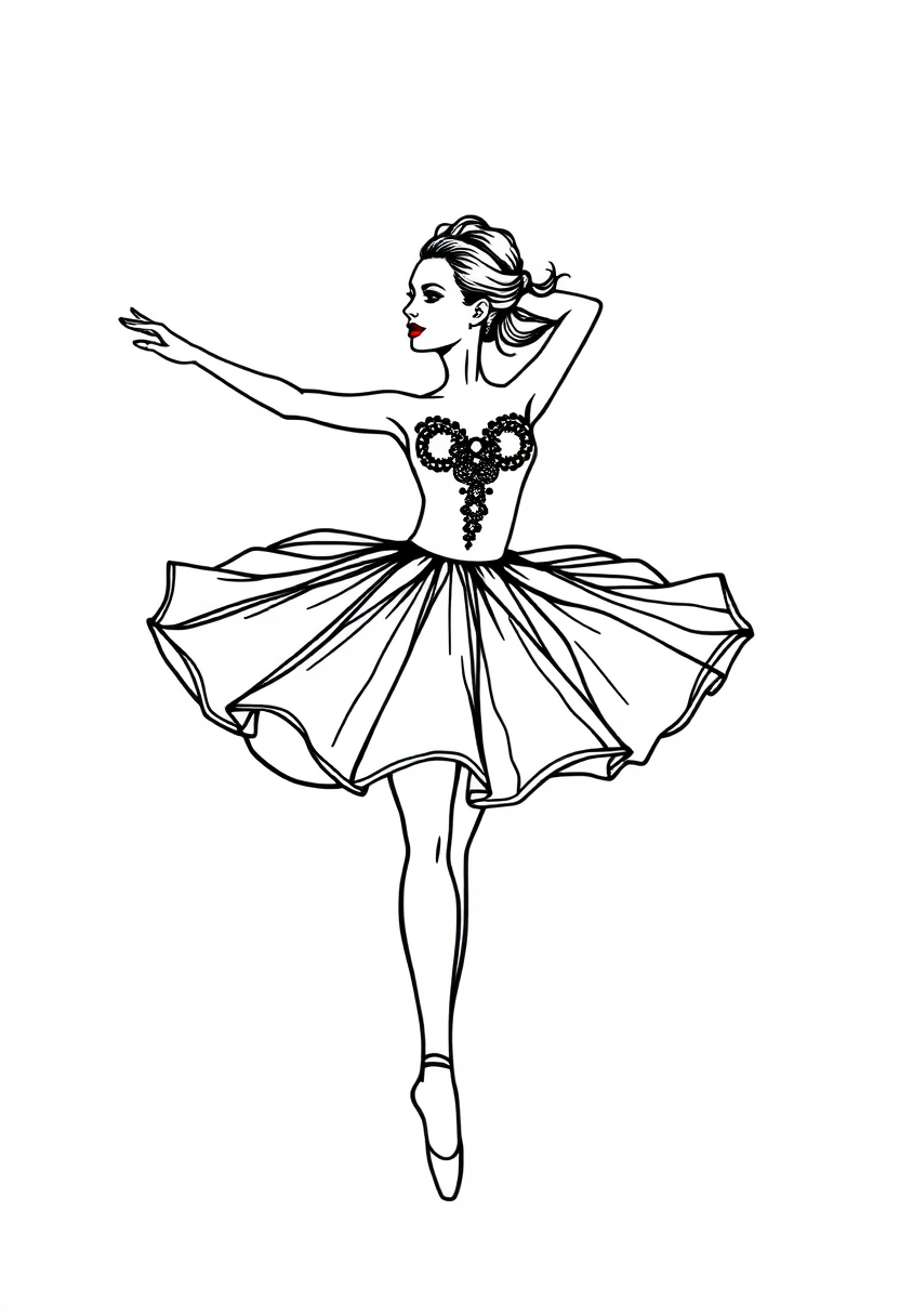 Ballerina coloring page, free printable