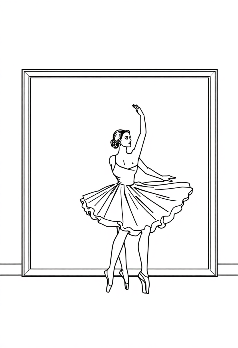 Ballet Dancers in Studio coloring page, free printable standard style for kids and adults