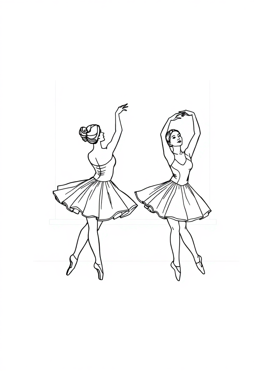 Ballet Dancers in Studio coloring page, free printable