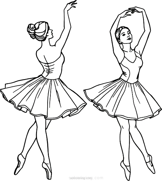 Ballet Dancers in Studio coloring page for kids