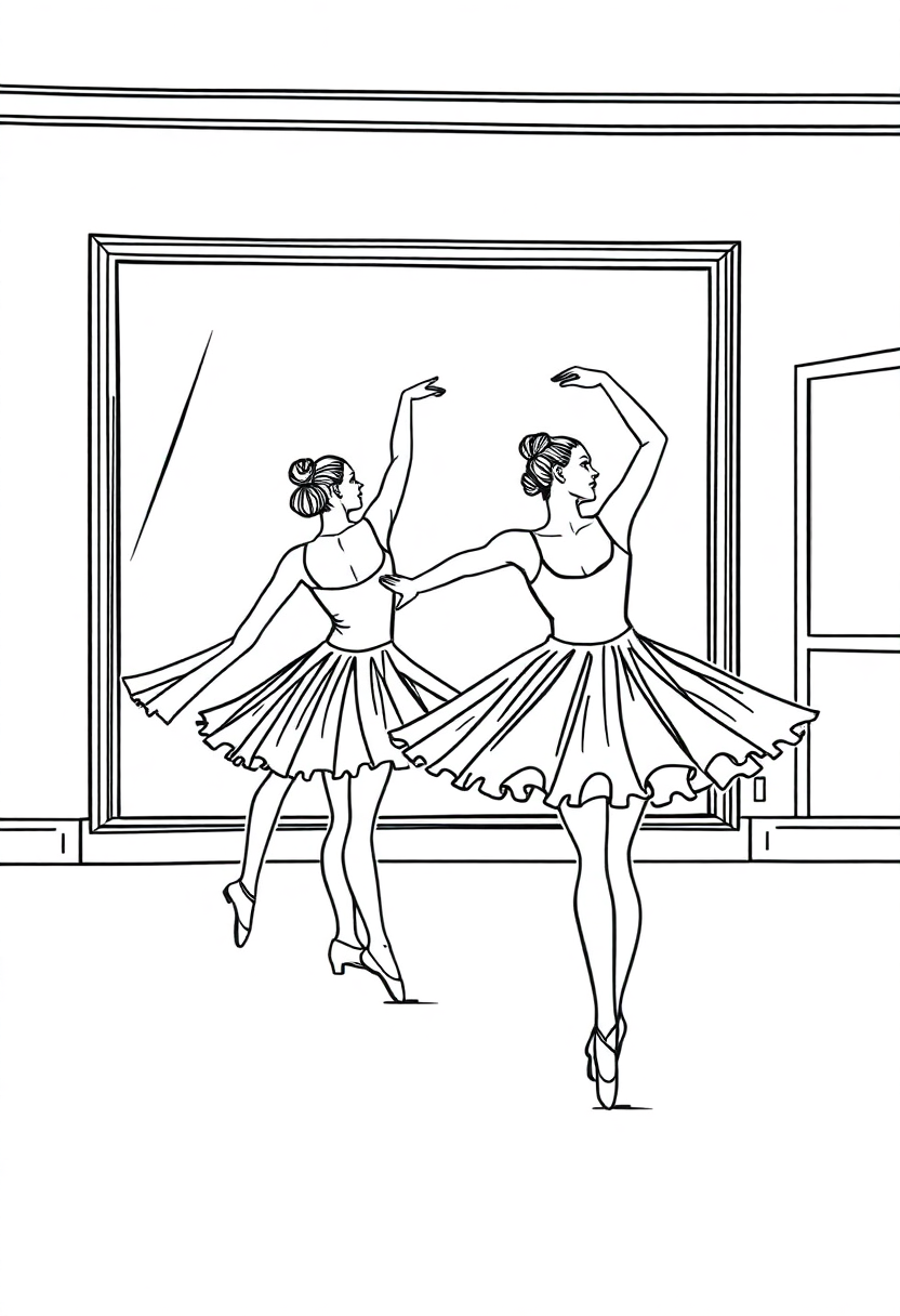 Ballet Dancers in Studio coloring page, free printable