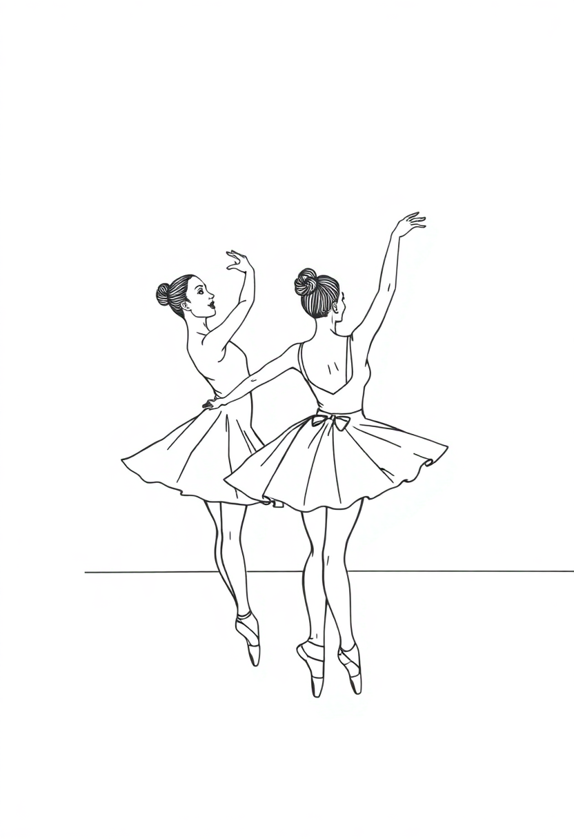 Ballet Dancers in Studio coloring page, free printable