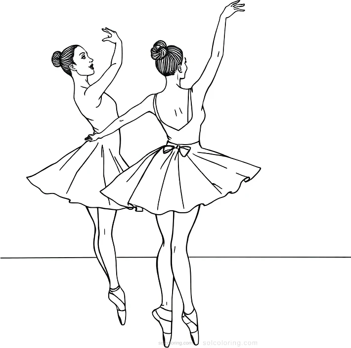 Ballet Dancers in Studio coloring page for kids