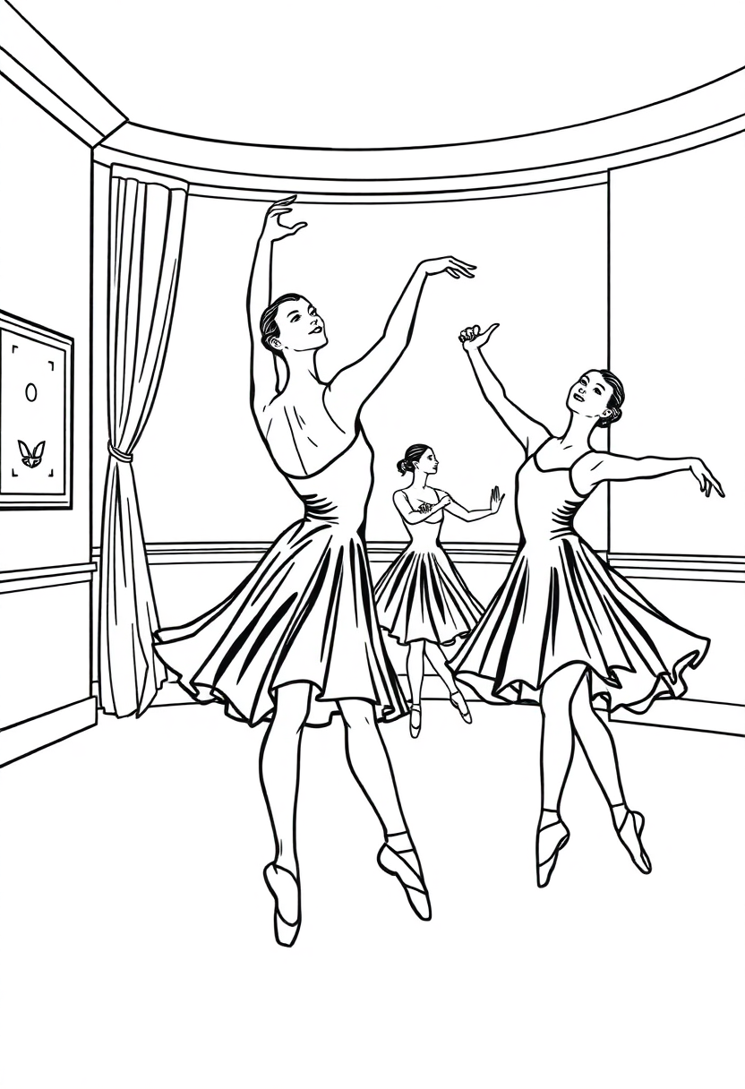 Ballet Dancers In Studio coloring pages