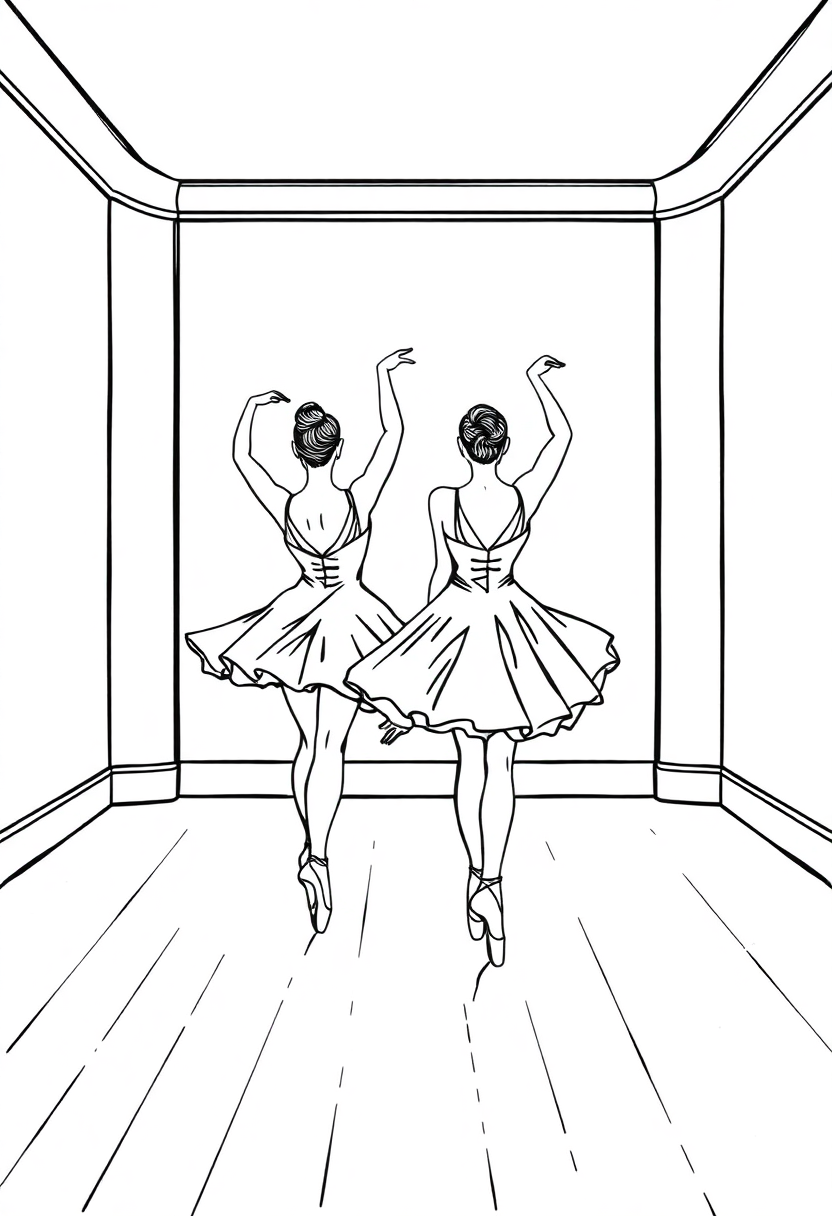 Ballet Dancers in Studio coloring page, free printable