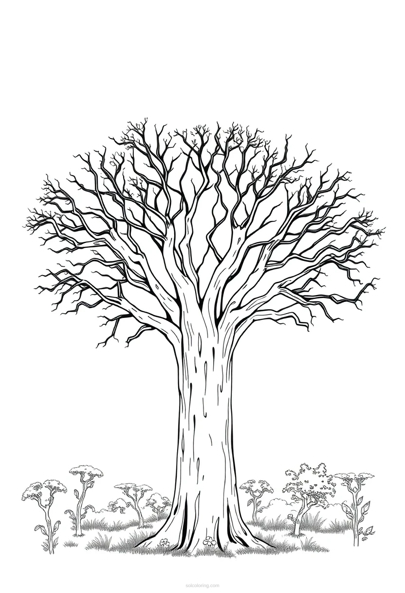 Baobab Tree coloring page for kids