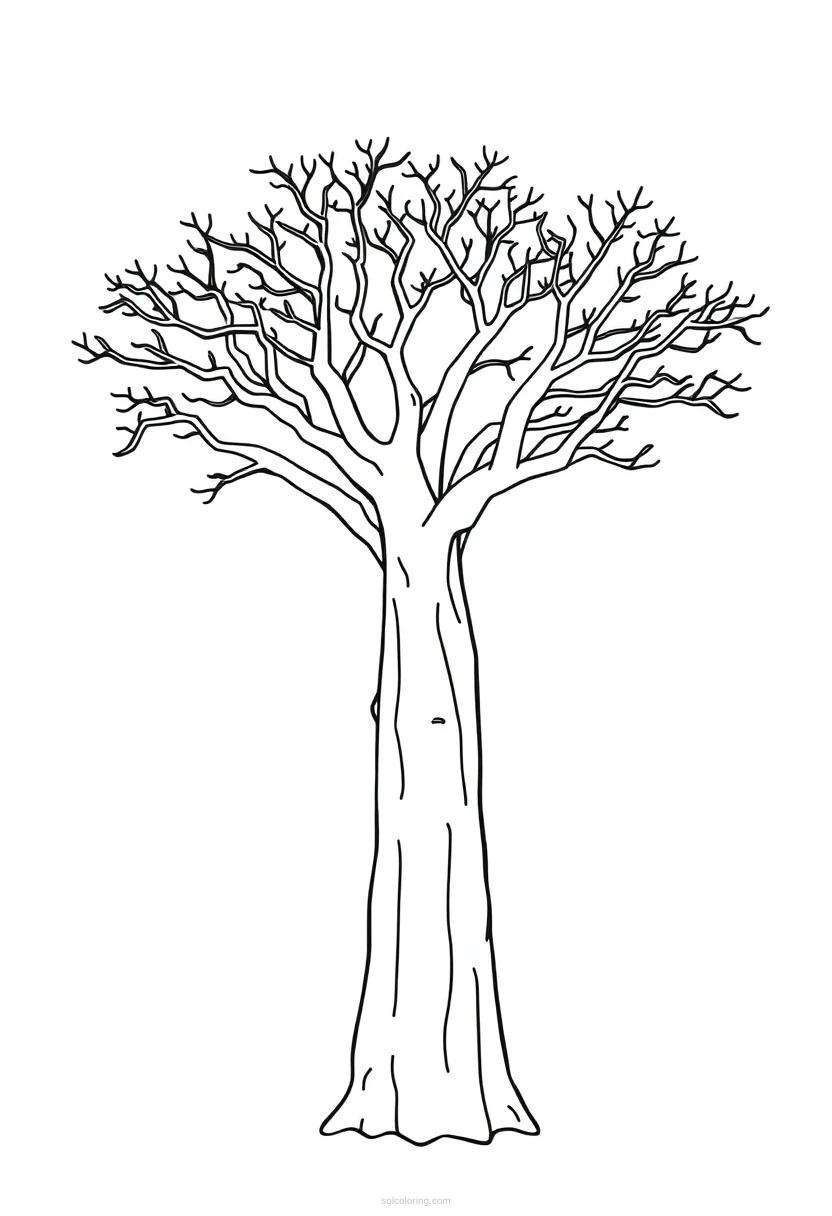 Baobab Tree coloring page for kids
