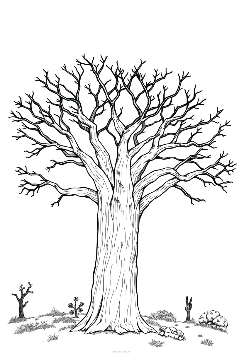 Baobab Tree coloring page for kids