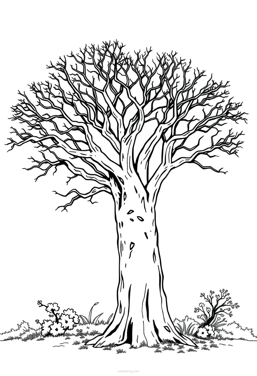 Baobab Tree coloring page for kids